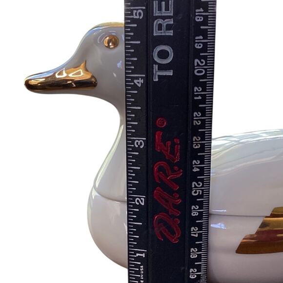Duck Trinket Box Hand Painted Porcelain Italy RARE Agostinelli D’ Arte Bassano - Picture 8 of 10